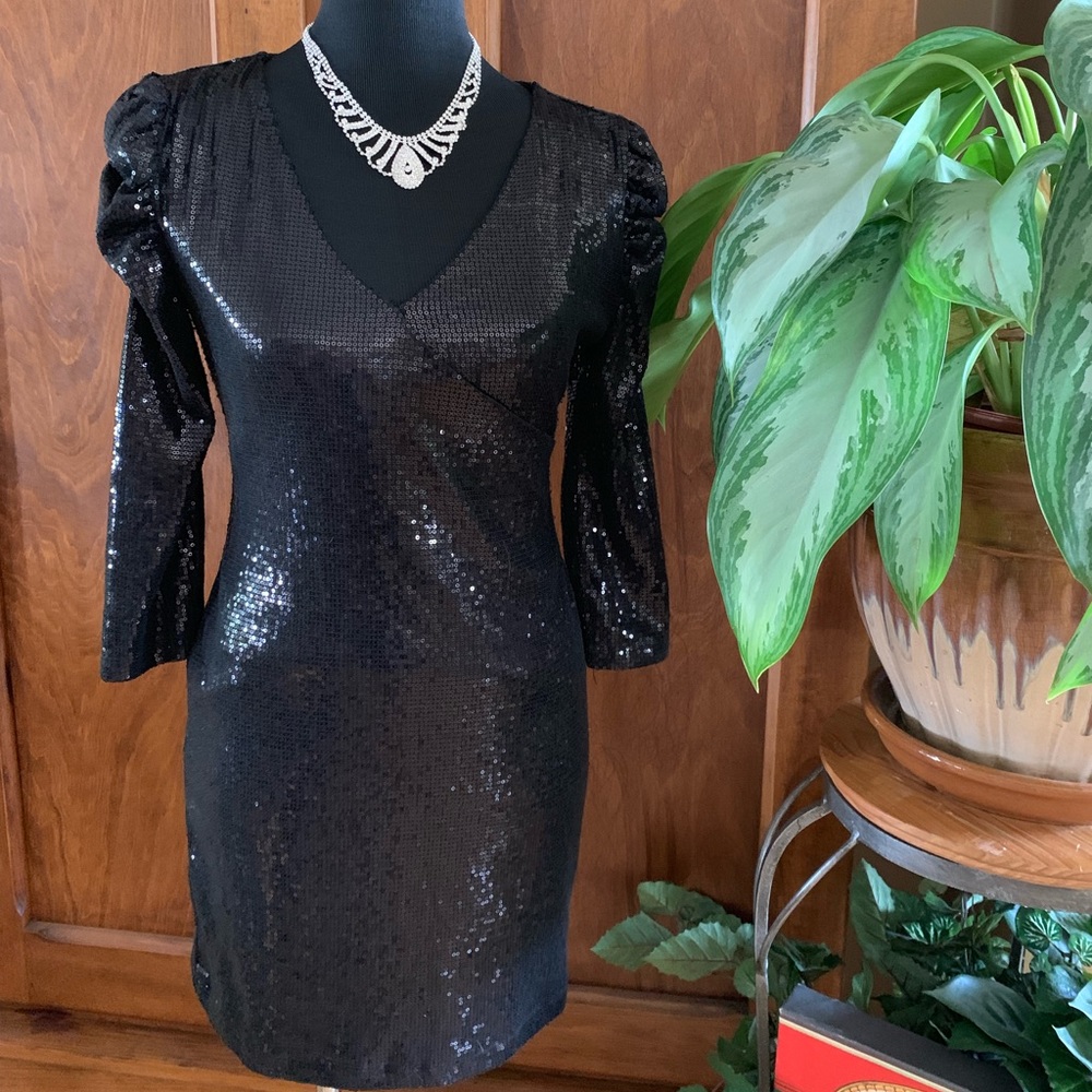 Kingdom B Black Sequin Cocktail Dress